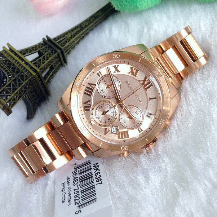 Michael Kors Brecken Chronograph Quartz Rose Gold Dial Rose Gold Steel Strap Watch For Women - MK6367 Buy Now By Michael Kors
