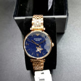 Emporio Armani Meccanico Gianni T Bar Blue Dial Rose Gold Steel Strap Watch For Women - AR60043