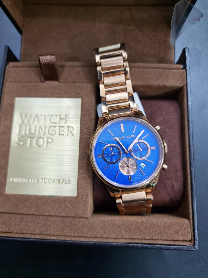 Michael Kors Bradshaw Quartz Blue Dial Rose Gold Steel Strap Watch For Women - MK5951 Buy Now By Michael Kors