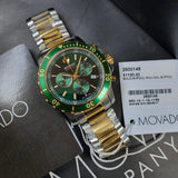 Movado Series 800 Chronograph Green Dial Two Tone Steel Strap Watch For Men - 2600148