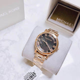 Michael Kors Noire Black Dial Rose Gold Steel Strap Watch for Women - MK3585 Buy Now By Michael Kors