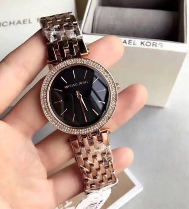 Michael Kors Darci Black Dial Rose Gold Steel Strap Watch for Women - MK3402 Buy Now By Michael Kors