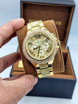 Shop Michael Kors Camille Silver Diamonds Dial Gold Steel Strap Watch for Women - MK5756 in USA