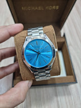 Michael Kors Runway Blue Dial Silver Steel Strap Watch for Women - MK3292 Buy Now By Michael Kors