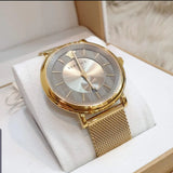 Versace V Circle Quartz Gold Dial Gold Mesh Bracelet Watch For Men - VBQ070017 Buy Now By Versace