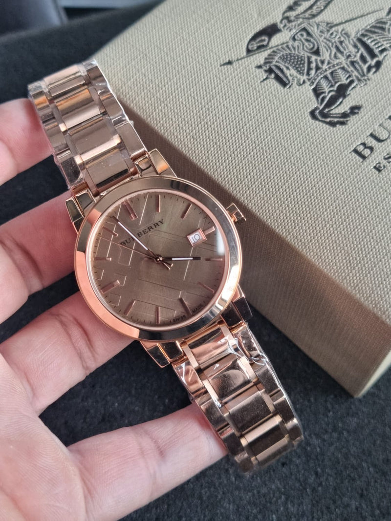 Burberry The City Rose Gold Dial Rose Gold Steel Strap Watch for Women - BU9135 Buy Now By Burberry