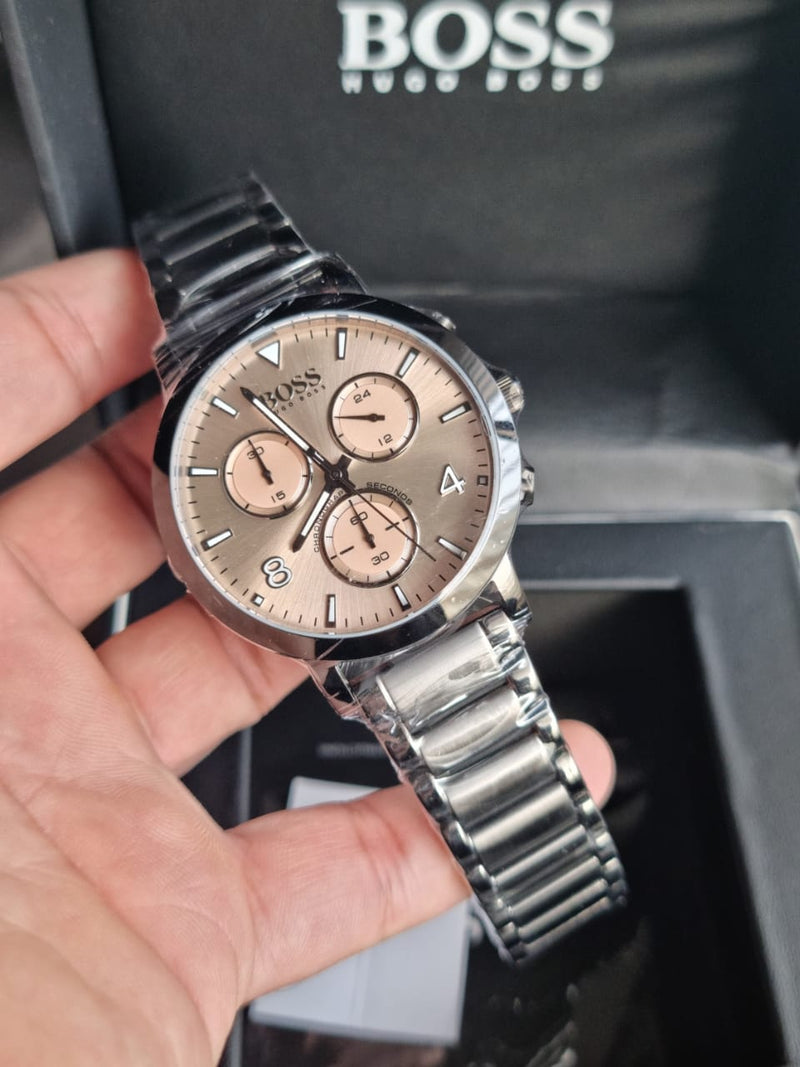 Hugo Boss Spirit Chronograph Grey Dial Grey Steel Strap Watch for Men - 1513695 Buy Now By Hugo Boss