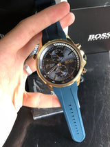 Hugo Boss Globetrotter Blue Dial Blue Silicone Strap Watch for Men - 1513822 Buy Now By Hugo Boss