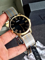 Guess Richmond Quartz Black Dial Two Tone Mesh Bracelet Watch For Women - W1179G2 Buy Now By Guess