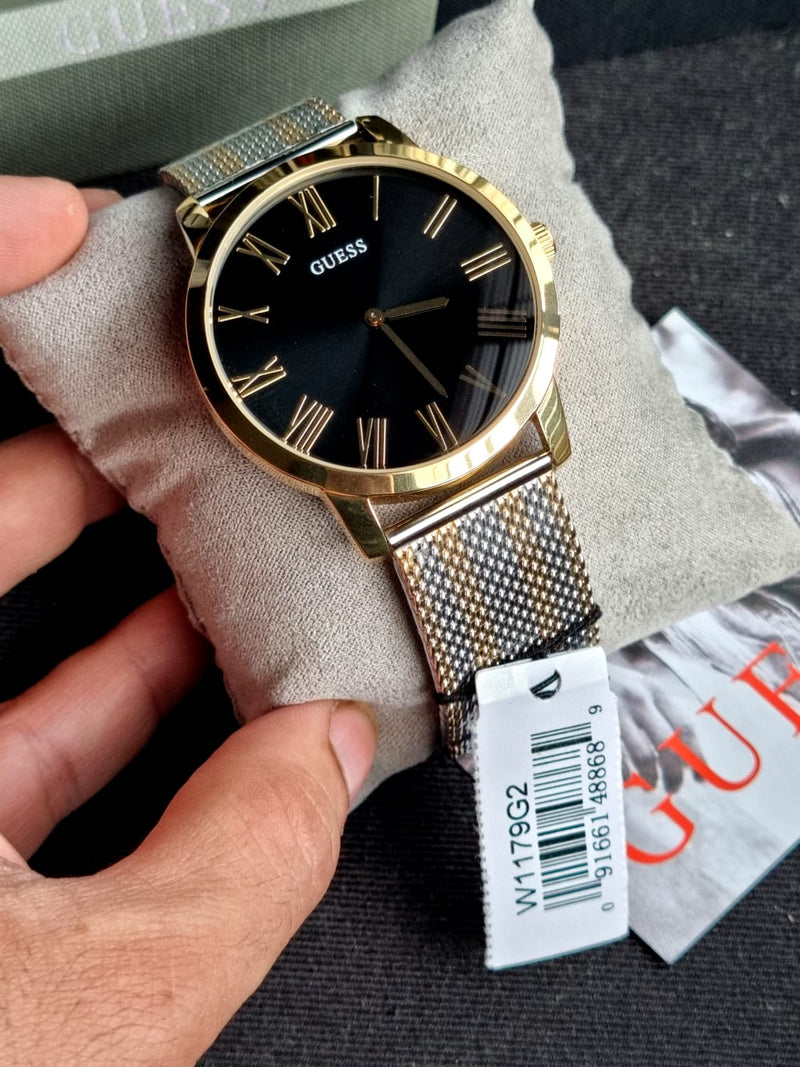 Guess Richmond Quartz Black Dial Two Tone Mesh Bracelet Watch For Women - W1179G2 Buy Now By Guess