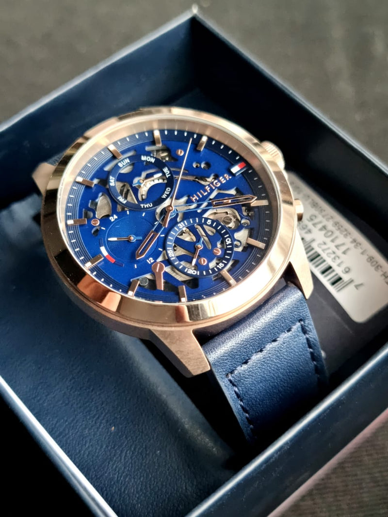 Tommy Hilfiger Henry Chronograph Quartz Blue Dial Blue Leather Strap Watch For Men - 1710475 Buy Now By Tommy Hilfiger