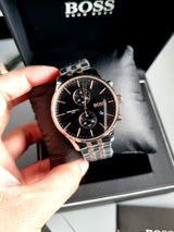 Shop Hugo Boss Champion Black Dial Silver Steel Strap Watch for Men - 1513871 in USA