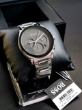 Hugo Boss Classic Chronograph Grey Dial Grey Steel Strap Watch for Men - 1513364