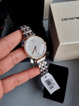 Emporio Armani Gianni T-Bar Silver Dial Two Tone Steel Strap Watch For Women - AR11293 Buy Now By Emporio Armani