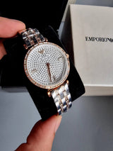 Emporio Armani Gianni T-Bar Silver Dial Two Tone Steel Strap Watch For Women - AR11293 Buy Now By Emporio Armani