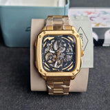 Fossil Inscription Automatic Skeleton Black Dial Gold Steel Strap Watch for Men - BQ2573 Buy Now By Fossil