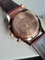Emporio Armani Quartz Silver Dial Brown Leather Strap Watch For Men - AR11043 Buy Now By Emporio Armani