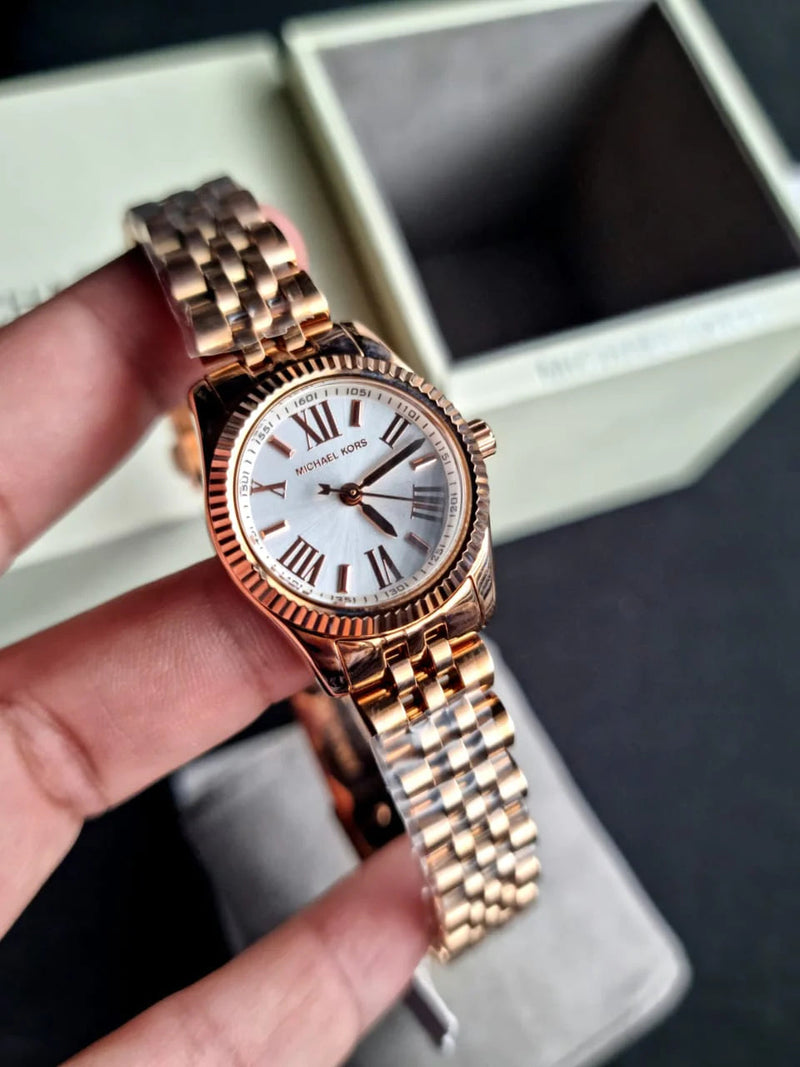 Michael Kors Lexington Quartz White Dial Rose Gold Steel Strap Watch For Women - MK3230 Buy Now By Michael Kors