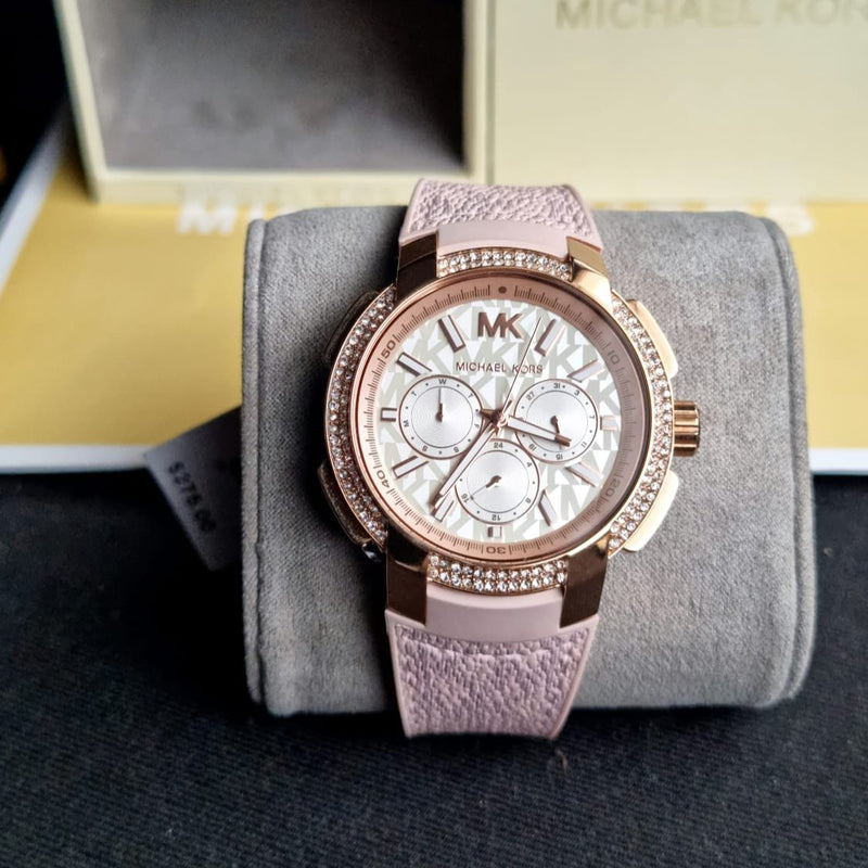 Michael Kors Sidney Multifunction White Dial Pink Silicone Strap Watch For Women - MK7222 Buy Now By Michael Kors