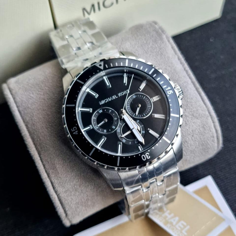 Michael Kors Cunningham Multifunction Black Dial Silver Steel Strap Watch For Men - MK7156 Buy Now By Michael Kors