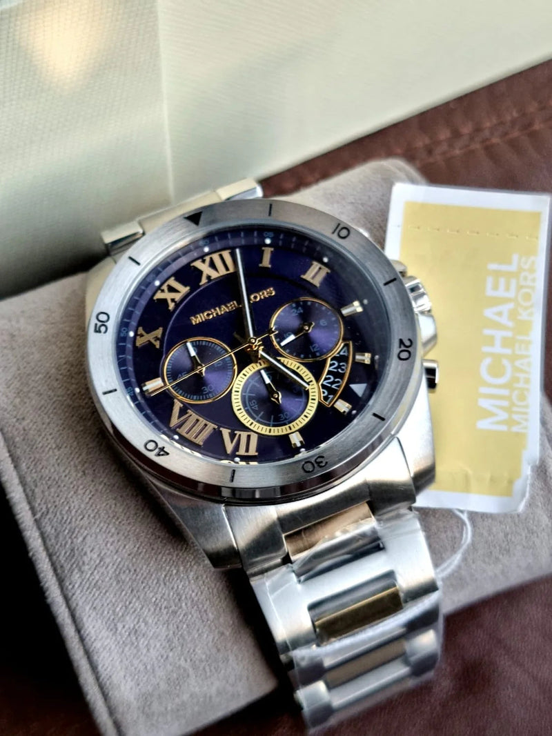 Michael Kors Brecken Chronograph Quartz Black Dial Silver Steel Strap Watch For Men - MK8438 Buy Now By Michael Kors