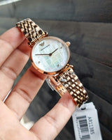Emporio Armani Gianni T Bar Quartz Mother of Pearl Dial Rose Gold Steel Strap Watch For Women - AR11385 Buy Now By Emporio Armani