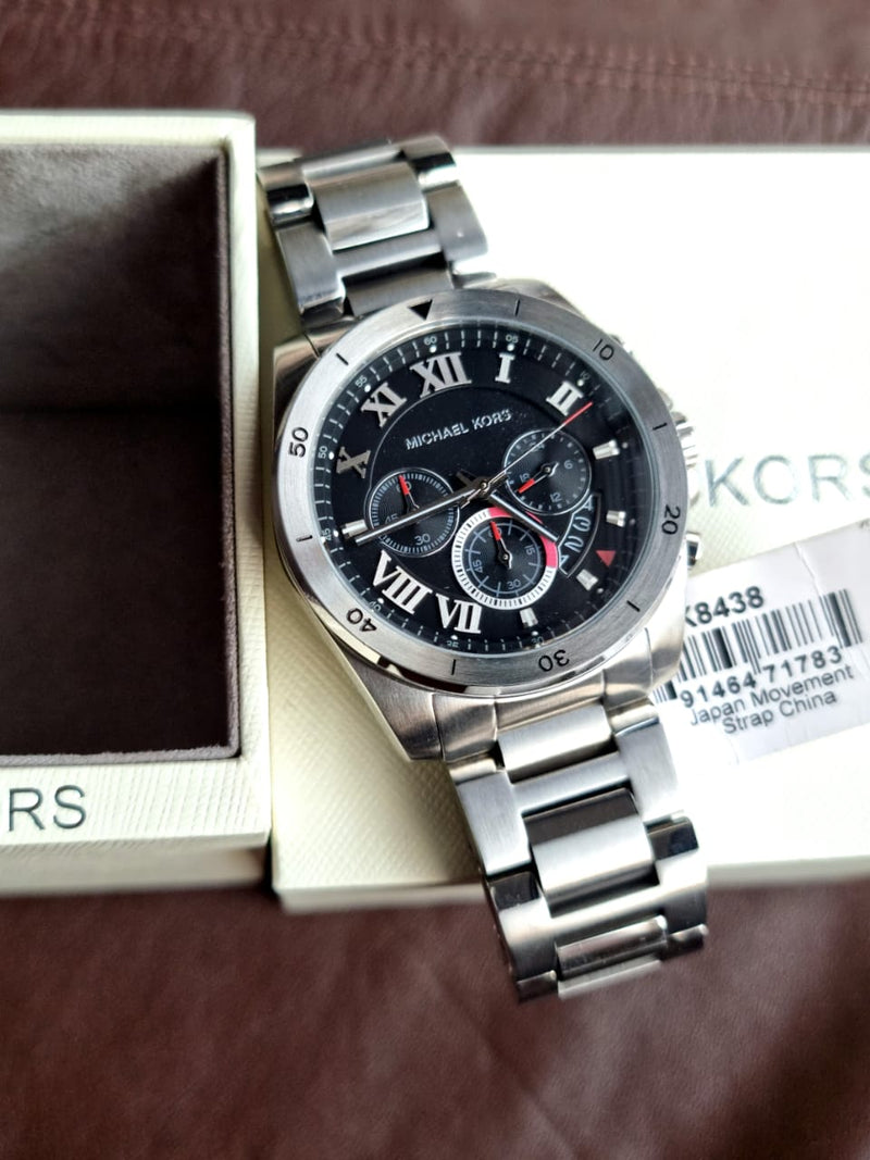 Michael Kors Brecken Chronograph Quartz Black Dial Silver Steel Strap Watch For Men - MK8438 Buy Now By Michael Kors