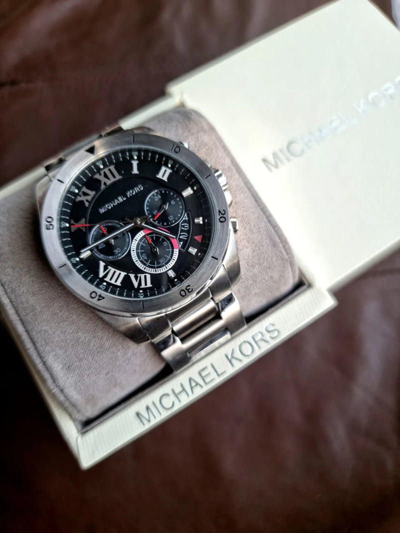 Michael Kors Brecken Chronograph Quartz Black Dial Silver Steel Strap Watch For Men - MK8438 Buy Now By Michael Kors