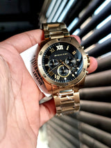 Michael Kors Brecken Chronograph Quartz Black Dial Gold Steel Strap Watch For Men - MK8481 Buy Now By Michael Kors