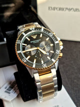 Emporio Armani Diver Chronograph Green Dial Two Tone Steel Strap Watch For Men - AR11361 Buy Now By Emporio Armani