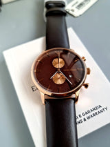 Emporio Armani Classic Chronograph Brown Dial Brown Leather Strap Watch For Men - AR0387 Buy Now By Emporio Armani