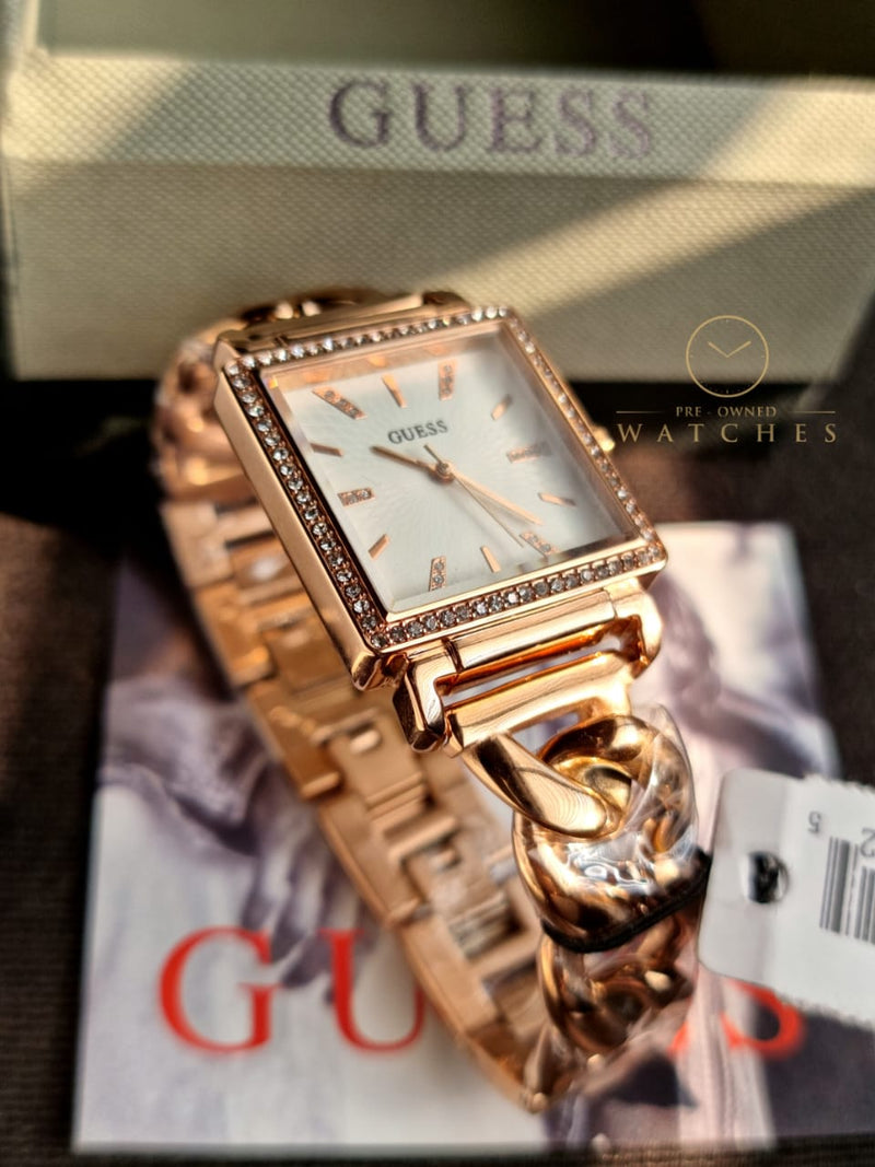 Shop Guess Vanity Rose Gold Dial Rose Gold Steel Strap Watch for Women - W1029L3 in USA
