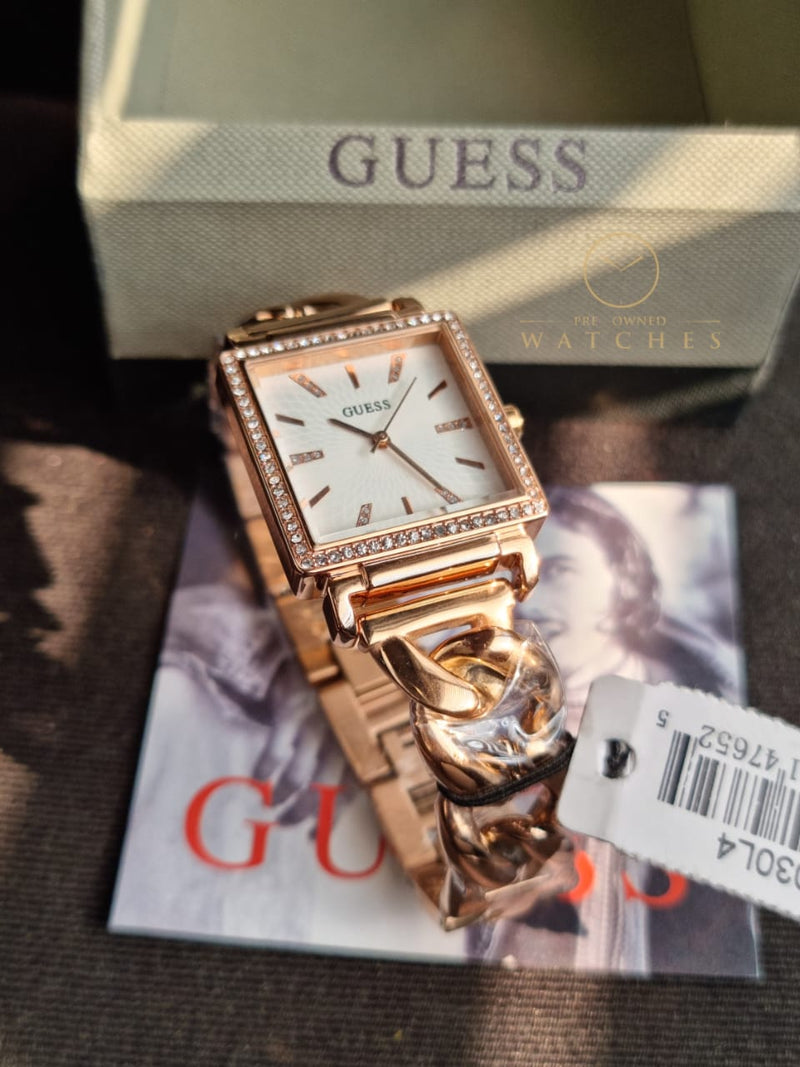 Shop Guess Vanity Rose Gold Dial Rose Gold Steel Strap Watch for Women - W1029L3 in USA