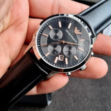 Emporio Armani Giovanni Analog Black Dial Black Leather Strap Watch For Men - AR11431 Buy Now By Emporio Armani