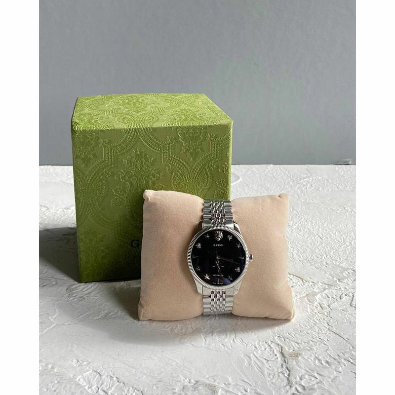Gucci G Timeless Automatic Black Dial Silver Steel Strap Watch For Men - YA126353 Buy Now By Gucci