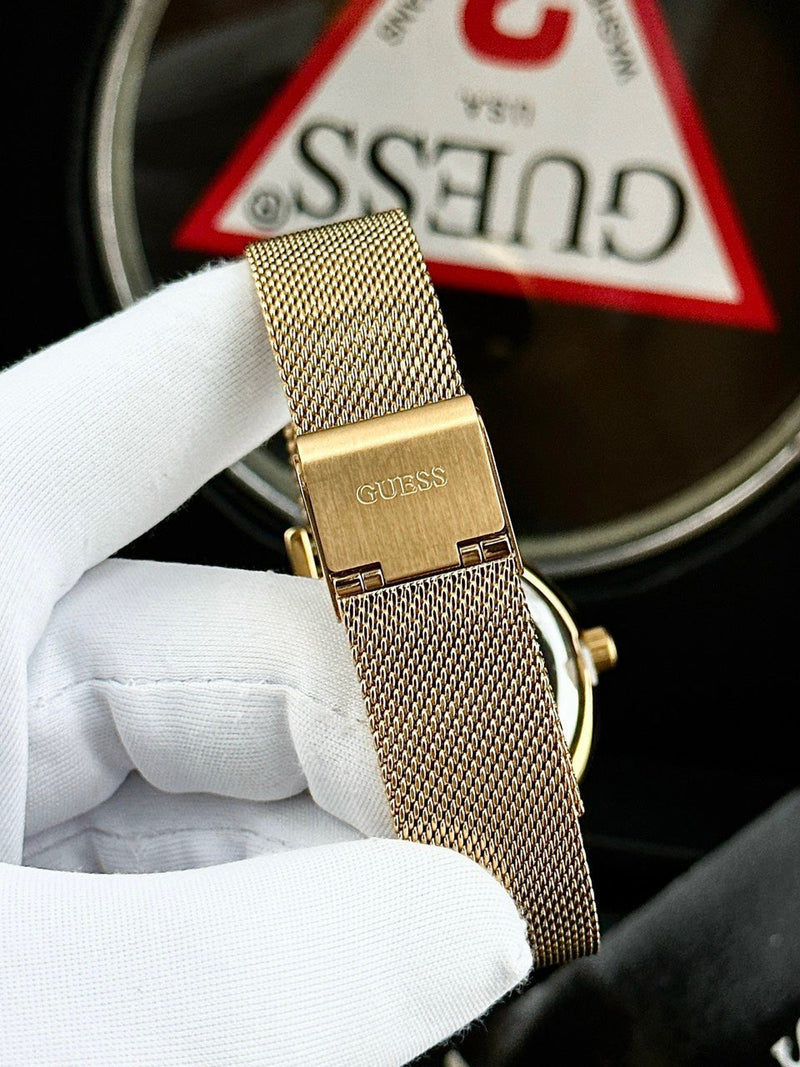 Guess Iconic Quartz Gold Dial Gold Mesh Bracelet Watch For Women - GW0527L2 Buy Now By Guess