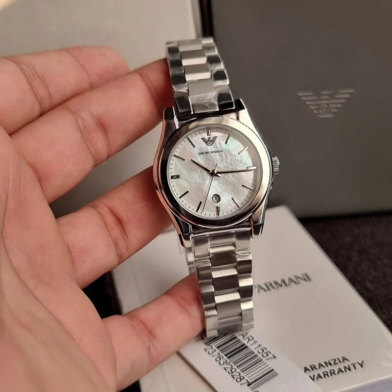 Emporio Armani Federica Mother of Pearl Dial Silver Steel Strap Watch For Women - AR11557 Buy Now By Emporio Armani
