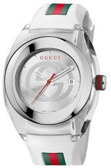 Shop Gucci SYNC XXL White Dial White Rubber Strap Watch For Men - YA137102 in USA