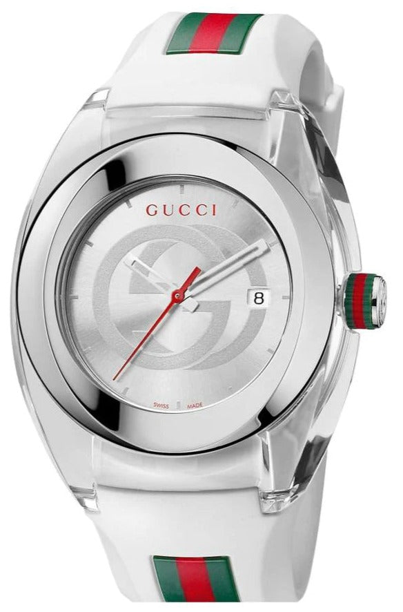Shop Gucci SYNC XXL White Dial White Rubber Strap Watch For Men - YA137102 in USA