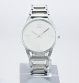 Calvin Klein Stately White Dial Silver Steel Strap Watch for Women - K3G23126