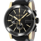 Shop Gucci G Chrono Black Dial Black Leather Strap Watch For Men - YA101203 in USA