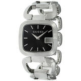 Shop Gucci G Gucci Black Dial Silver Steel Strap Watch For Women - YA125407 in USA