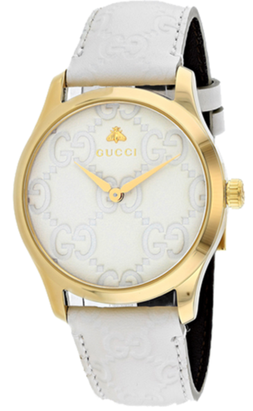 Shop Gucci G Timeless Quartz White Dial White Leather Strap Watch For Women - YA1264033A in USA