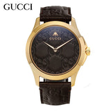 Shop Gucci G Timeless Quartz Brown Dial Brown Leather Strap Watch for Men - YA1264035 in USA