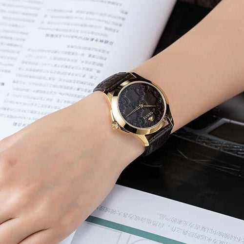 Shop Gucci G Timeless Quartz Brown Dial Brown Leather Strap Watch for Men - YA1264035 in USA