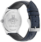 Gucci G-Timeless Signature Mother of Pearl Silver Dial Blue Leather Strap Watch For Women - YA1264049 Buy Now By Gucci