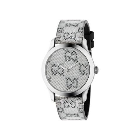 Shop Gucci G Timeless Quartz Grey Dial Grey Leather Strap Watch For Men - YA1264058 in USA