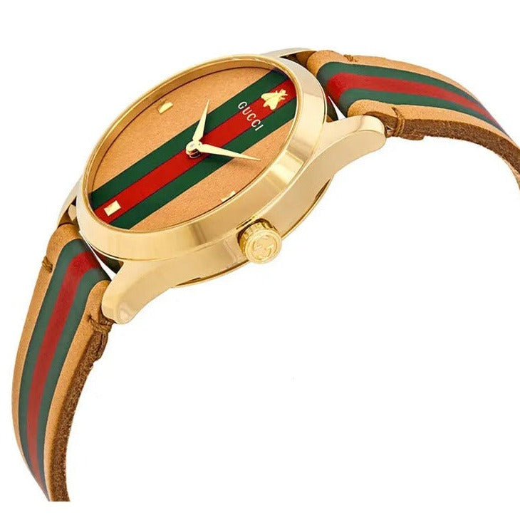 Gucci G Timeless Quartz Brown Dial Brown Leather Strap Unisex Watch - YA1264077 Buy Now By Gucci