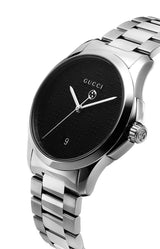 Shop Gucci G Timeless Quartz Stainless Steel Black Dial 27mm Watch For Men - YA126522 in USA