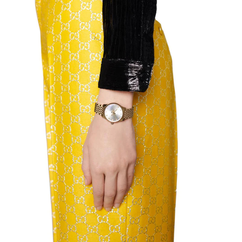 Gucci G Timeless Quartz Mother of Pearl Dial Gold Steel Strap Watch For Women - YA1265021 Buy Now By Gucci